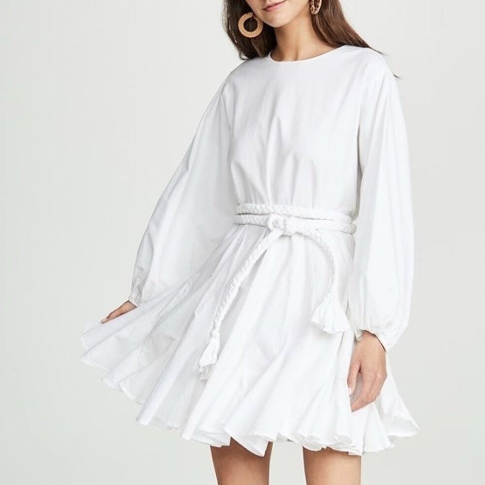 RHODE White Ella Long Sleeve Dress with Rope Belt